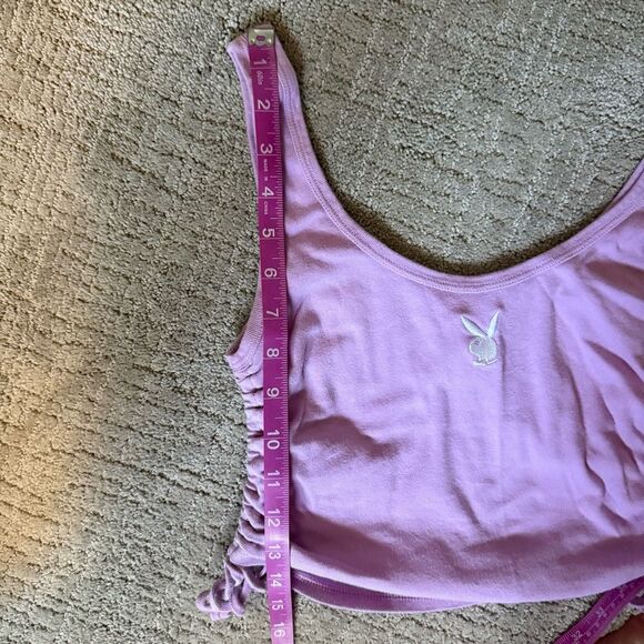 PACSUN PLAYBOY Women's Lavender Crop Tank Top with Side Ties Size Medium - Picture 6 of 6
